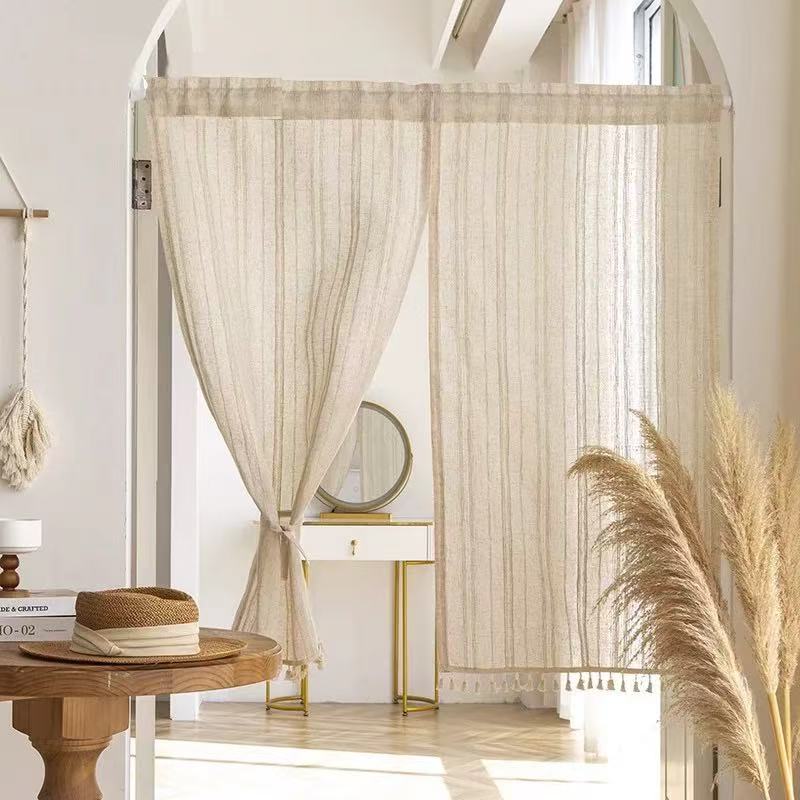 33.46" × 59.06" Free curtain rod included Luxury Modern Door Curtain, Semi Sheer Privacy Room Divider Curtain for Bedroom Bathroom Kitchen Toilet Decor 100*120cm（W*H）