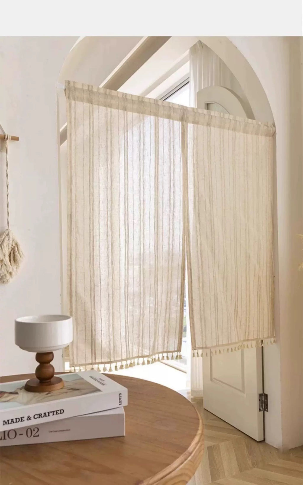 33.46" × 59.06" Free curtain rod included Luxury Modern Door Curtain, Semi Sheer Privacy Room Divider Curtain for Bedroom Bathroom Kitchen Toilet Decor 100*120cm（W*H）