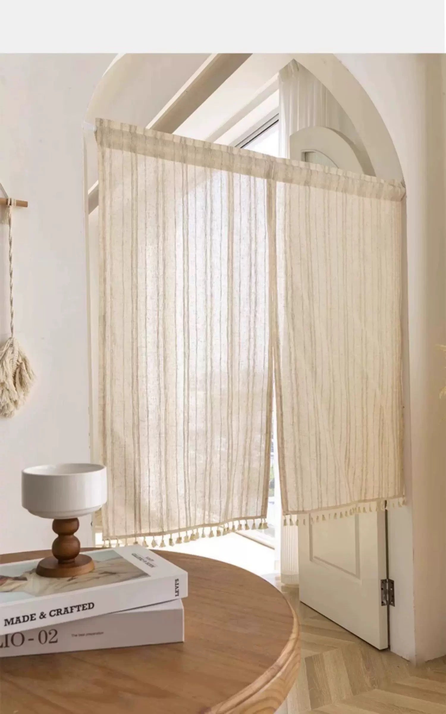 33.46" × 59.06" Free curtain rod included Luxury Modern Door Curtain, Semi Sheer Privacy Room Divider Curtain for Bedroom Bathroom Kitchen Toilet Decor 100*120cm（W*H）